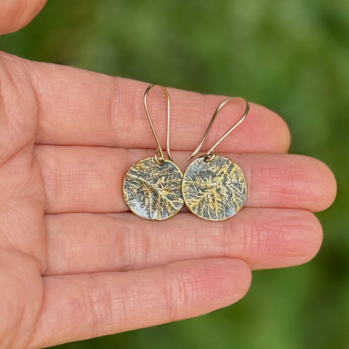 Glittering Wood Moss Dangles with 24k