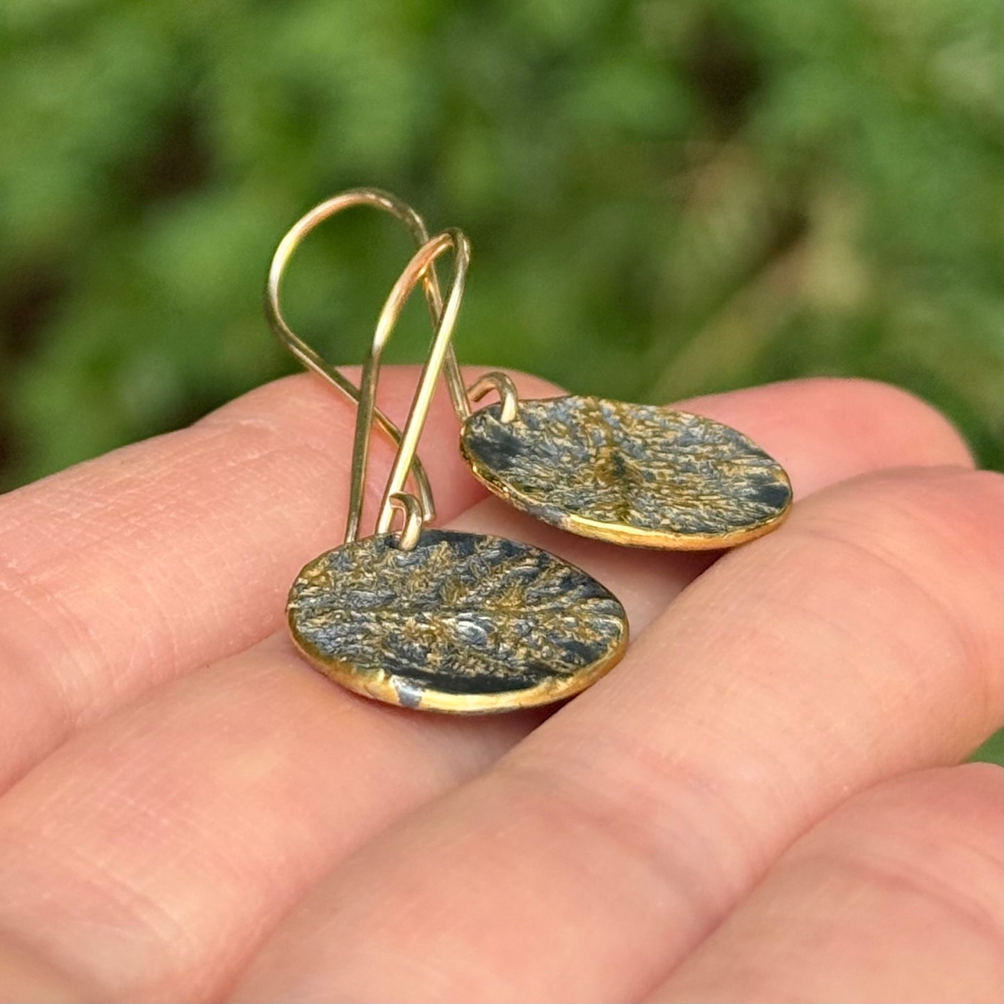 Glittering Wood Moss Dangles with 24k