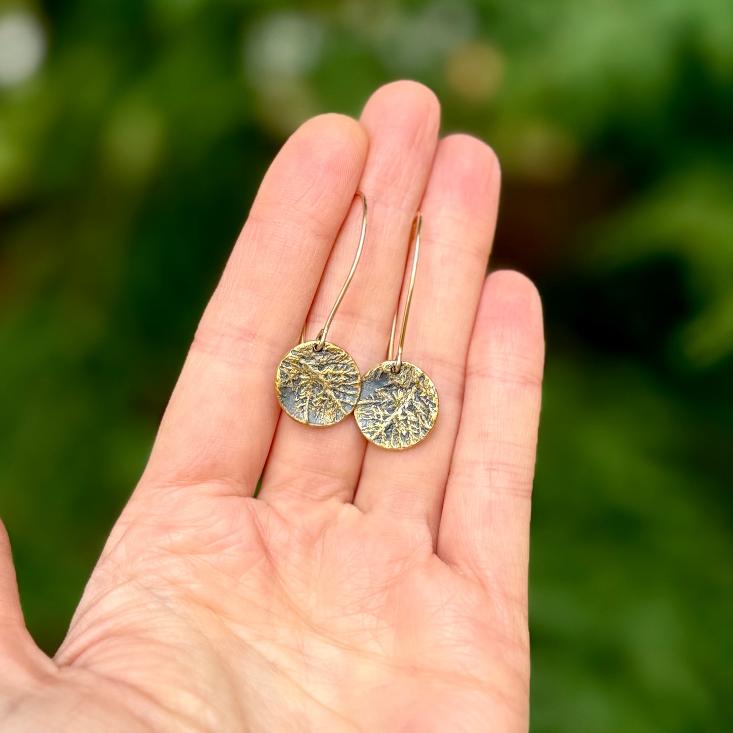 Glittering Wood Moss Dangles with 24k