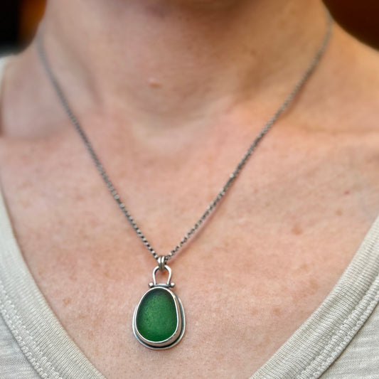 Oregon Licorice Fern Sea Glass Pendant