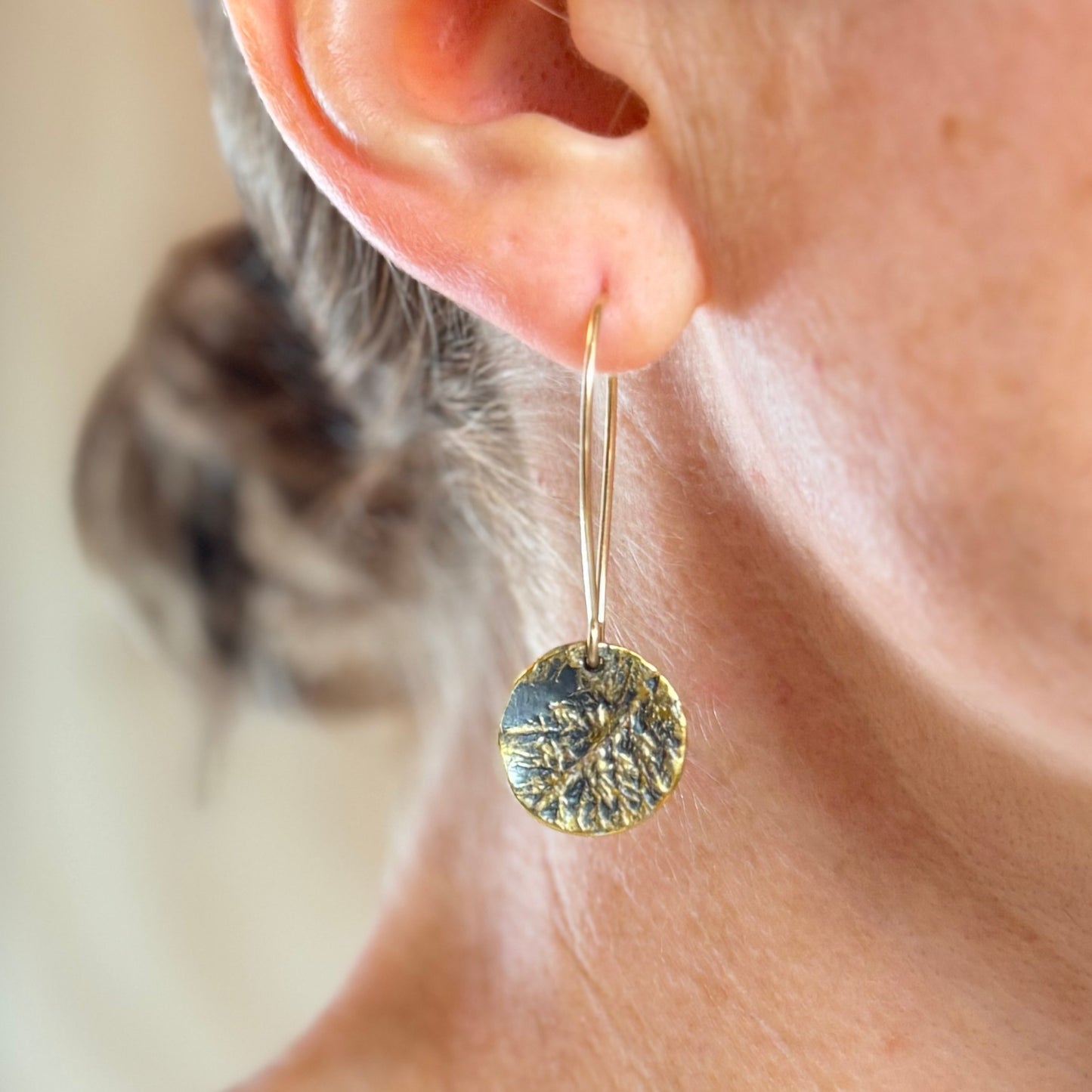 Glittering Wood Moss Dangles with 24k