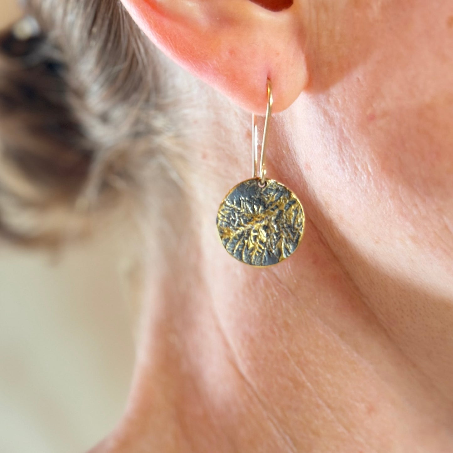 Glittering Wood Moss Dangles with 24k