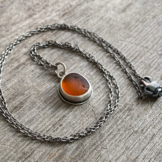 Amber Tiny Sea Glass Pendant